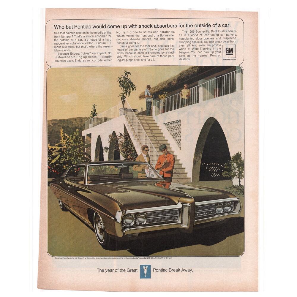 Pontiac Bonneville Magazine Advertisement Vintage 1969 Automobilia Classic Car
